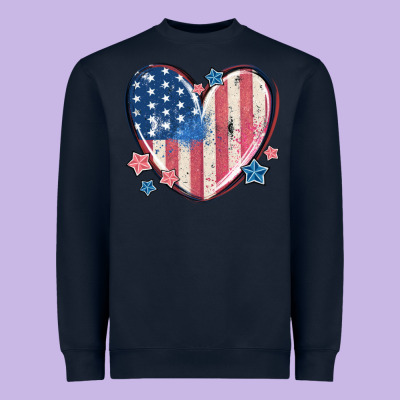 Usa Heart Heavyweight Sweatshirt Designed By Maliassmallbusiness