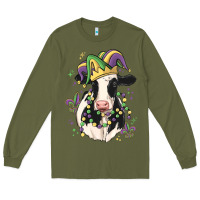 Army Green mardi gras cow Long Sleeve Tee - MaliasSmallBusiness