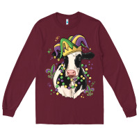 Burgundy mardi gras cow Long Sleeve Tee - MaliasSmallBusiness