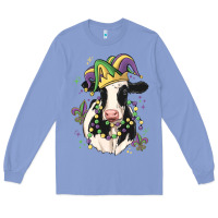 Colony Blue mardi gras cow Long Sleeve Tee - MaliasSmallBusiness