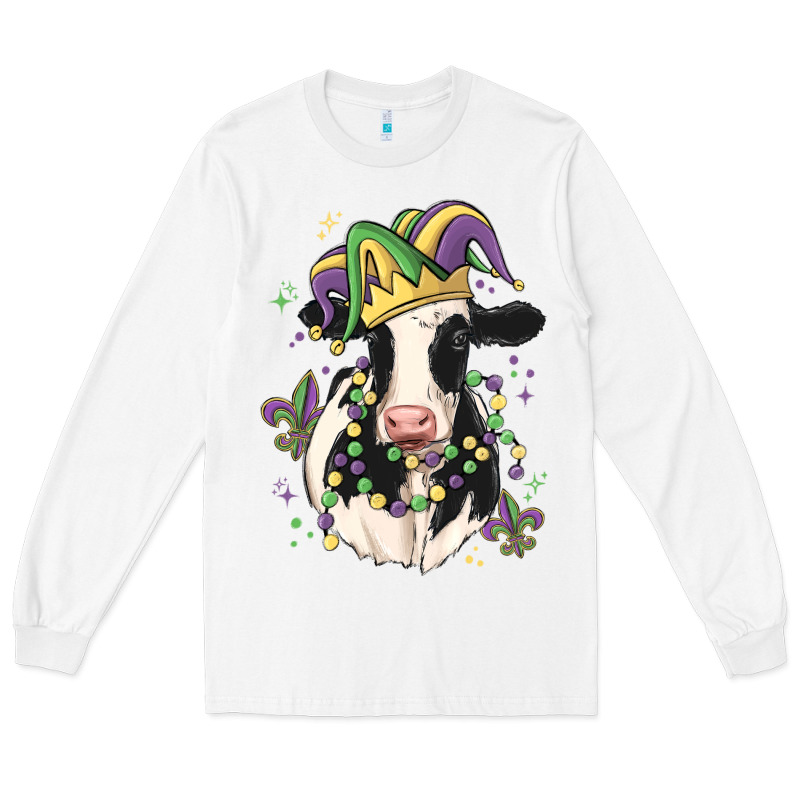 Mardi Gras Cow Long Sleeve Tee by MaliasSmallBusiness | Teevron