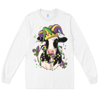 White mardi gras cow Long Sleeve Tee - MaliasSmallBusiness