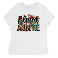 White flowers blessed auntie Ladies Tee - Zillion Design Studio