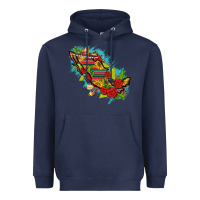 Navy Mexico Map with Leopard and Sunflowers Heavyweight Hoodie - texasbilliewilder