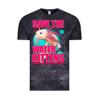 Cloud Black save the water kittens axolotl Vintage Tee - Jasminsmagicworld