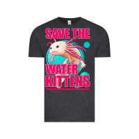 Vintage Black save the water kittens axolotl Vintage Tee - Jasminsmagicworld