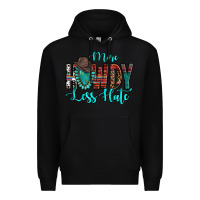 Black Western More Howdy Less Hate Cowboy Hat Gemstone Premium Hoodie - HowdyJamesFarm