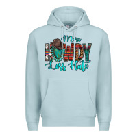 Blue Mist Western More Howdy Less Hate Cowboy Hat Gemstone Premium Hoodie - HowdyJamesFarm