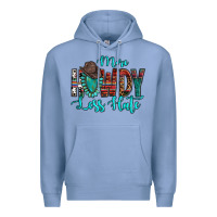 Colony Blue Western More Howdy Less Hate Cowboy Hat Gemstone Premium Hoodie - HowdyJamesFarm
