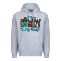 Heather Grey Western More Howdy Less Hate Cowboy Hat Gemstone Premium Hoodie - HowdyJamesFarm