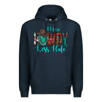 Navy Western More Howdy Less Hate Cowboy Hat Gemstone Premium Hoodie - HowdyJamesFarm