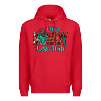 Red Western More Howdy Less Hate Cowboy Hat Gemstone Premium Hoodie - HowdyJamesFarm