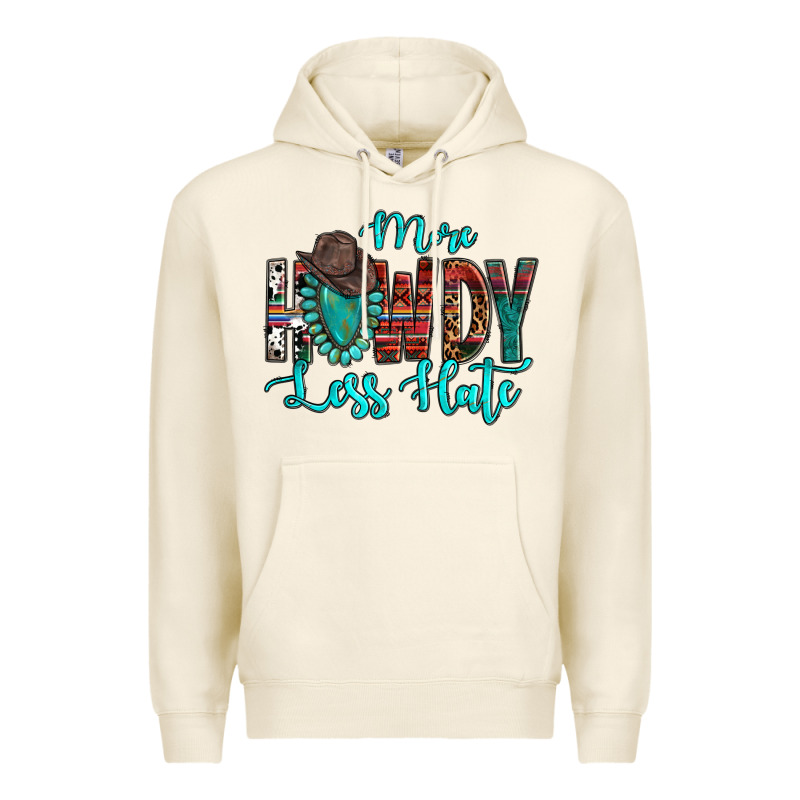 Western More Howdy Less Hate Cowboy Hat Gemstone Premium Hoodie by HowdyJamesFarm | Teevron