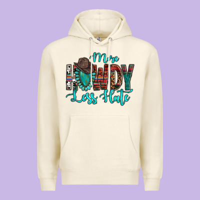 Western More Howdy Less Hate Cowboy Hat Gemstone Premium Hoodie Designed By Howdyjamesfarm