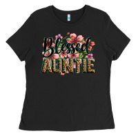 Black flowers blessed auntie Ladies Tee - Zillion Design Studio