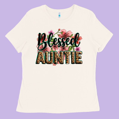 Flowers Blessed Auntie Ladies Tee Designed By Zillion Design Studio