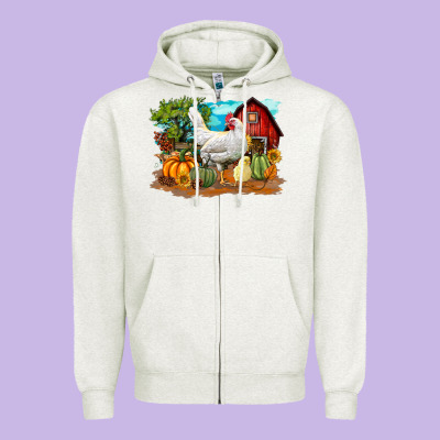Fall Chicken Zipper Hoodie Designed By Lillyallendesigns