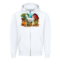 White Fall Chicken Zipper Hoodie - LillyAllenDesigns