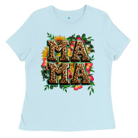 Baby Blue floral leopard mama Ladies Tee - Zillion Design Studio