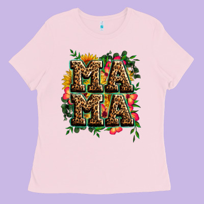 Floral Leopard Mama Ladies Tee Designed By Zillion Design Studio