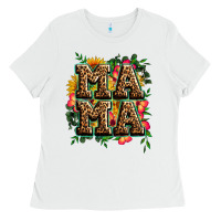 White floral leopard mama Ladies Tee - Zillion Design Studio