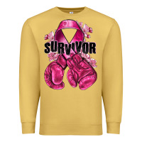 Antique Gold Survivor Breast Cancer with boxing gloves Premium Sweatshirt - NancyCooperArtShop