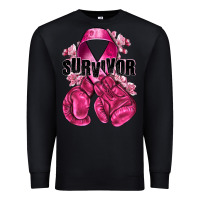Black Survivor Breast Cancer with boxing gloves Premium Sweatshirt - NancyCooperArtShop