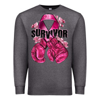 Charcoal Heather Survivor Breast Cancer with boxing gloves Premium Sweatshirt - NancyCooperArtShop