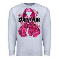 Heather Grey Survivor Breast Cancer with boxing gloves Premium Sweatshirt - NancyCooperArtShop