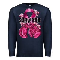 Navy Survivor Breast Cancer with boxing gloves Premium Sweatshirt - NancyCooperArtShop