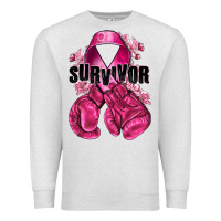 Oatmeal Heather Survivor Breast Cancer with boxing gloves Premium Sweatshirt - NancyCooperArtShop