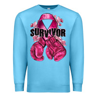 Ocean Blue Survivor Breast Cancer with boxing gloves Premium Sweatshirt - NancyCooperArtShop