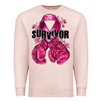 Pale Pink Survivor Breast Cancer with boxing gloves Premium Sweatshirt - NancyCooperArtShop