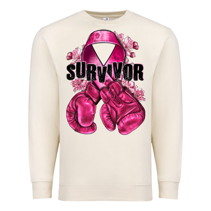 Survivor Breast Cancer With Boxing Gloves Premium Sweatshirt by NancyCooperArtShop | Teevron