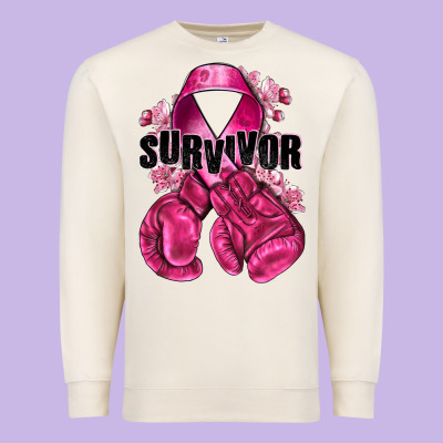 Survivor Breast Cancer With Boxing Gloves Premium Sweatshirt Designed By Nancycooperartshop