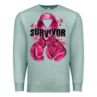 Seafoam Survivor Breast Cancer with boxing gloves Premium Sweatshirt - NancyCooperArtShop