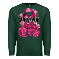 Sports Green Survivor Breast Cancer with boxing gloves Premium Sweatshirt - NancyCooperArtShop