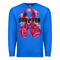 True Royal Survivor Breast Cancer with boxing gloves Premium Sweatshirt - NancyCooperArtShop
