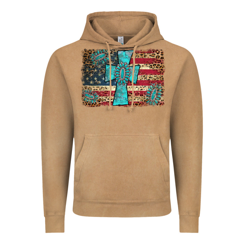 Flag And Turquoise Cross Vintage Hoodie by AdoDesignShop | Teevron