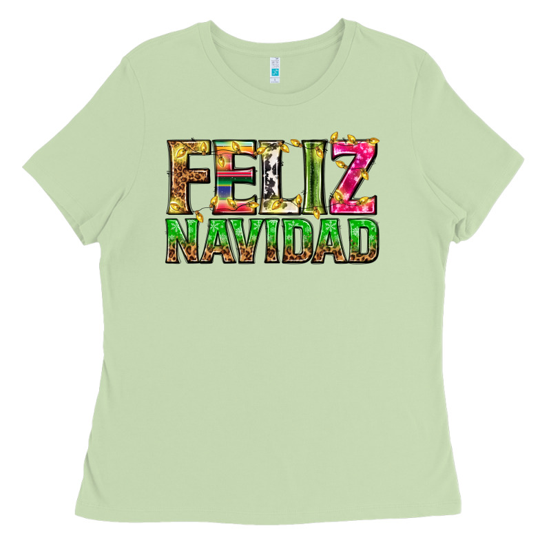 Feliz Navidad With Pattern Ladies Tee by texasbilliewilder | Teevron