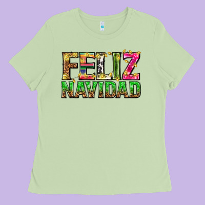 Feliz Navidad With Pattern Ladies Tee Designed By Texasbilliewilder