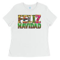White feliz navidad with pattern Ladies Tee - texasbilliewilder