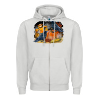 Dove Grey Fall Background With Crow Zipper Hoodie - LillyAllenDesigns