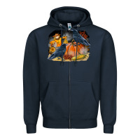 Navy Fall Background With Crow Zipper Hoodie - LillyAllenDesigns