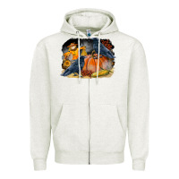 Oatmeal Heather Fall Background With Crow Zipper Hoodie - LillyAllenDesigns