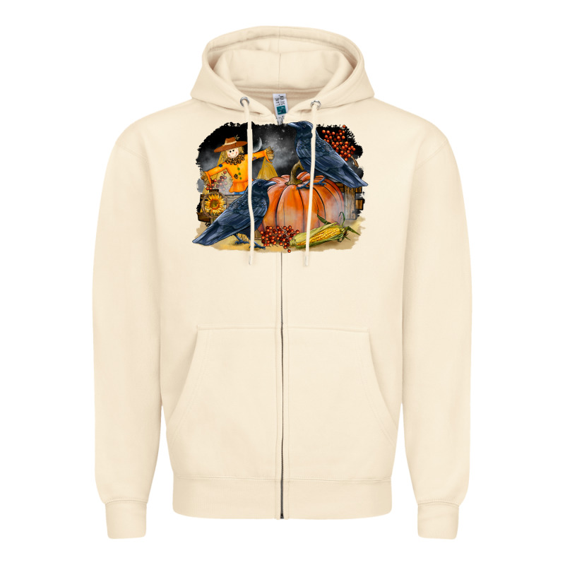 Fall Background With Crow Zipper Hoodie by LillyAllenDesigns | Teevron