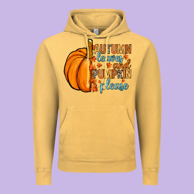 Autumn Leaves And Pumpkin Please Vintage Hoodie Designed By Ranaportraitstore