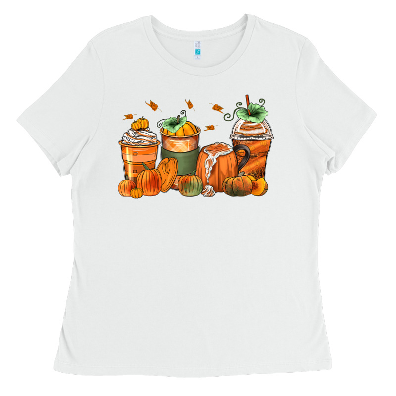 Pumpkins Coffee Cups Ladies Tee by Zillion Design Studio | Teevron