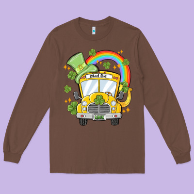 St. Patrick's Day School Bus Long Sleeve Tee Designed By Maliassmallbusiness