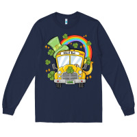 Navy st. patrick's day school bus Long Sleeve Tee - MaliasSmallBusiness